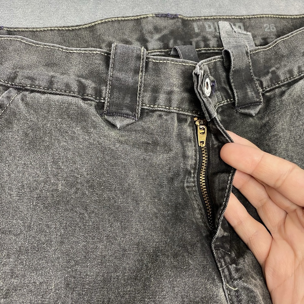 Rogan NYC Jeans Womens 26 Grey Stone Wash Flared Wide Leg Flap Pockets USA Made - Picture 4 of 12